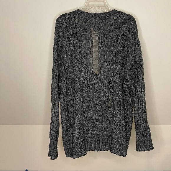 Express Gray Cable Knit V-Neck Sweater, Size L - Picture 3 of 8